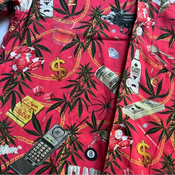 NIKBEN red printed logo short sleeve button up shirt - Picture 3 of 6